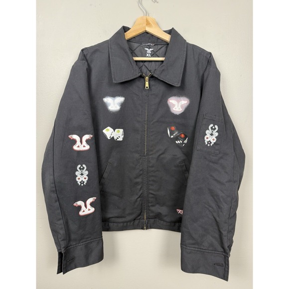 Dickies Vette Black Workwear Jacket Snake Dice‎ Eagle Graphic Streetwear Grunge